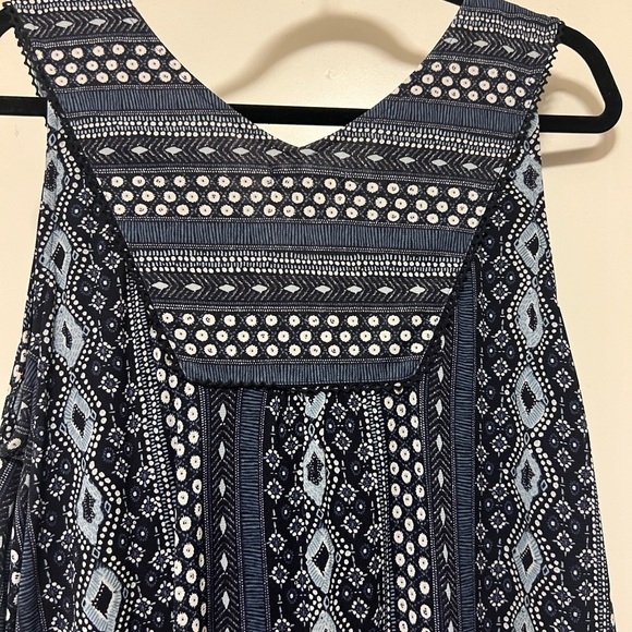 Style & Co Blue Gray Print Flare Sleeveless Dress - size L - Picture 5 of 7